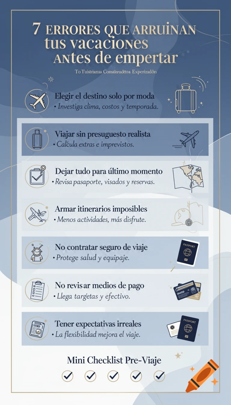 7 errores que arruinan tus vacaciones antes de empezar *V2* ✈️ Foro General de Viajes